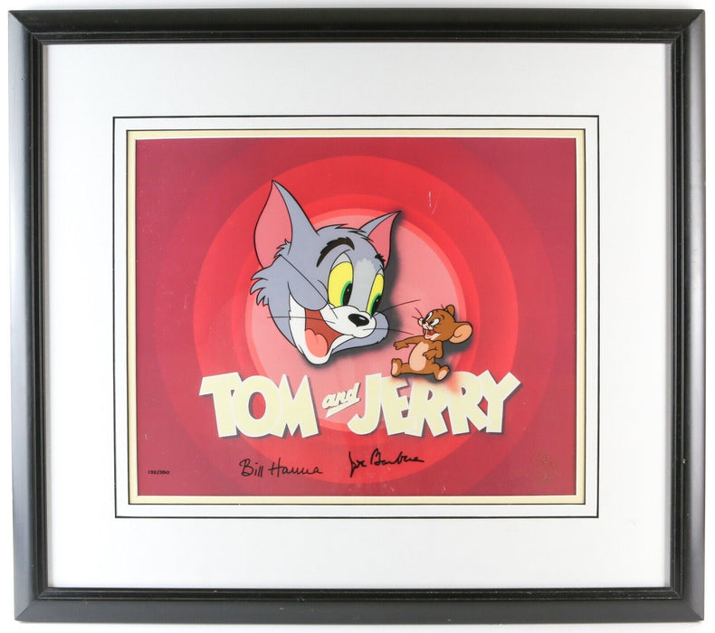 WARNER BROS 'TOM AND JERRY LOGO' HANNA & BARBERA SIGNED TITLE CEL ART 132/350