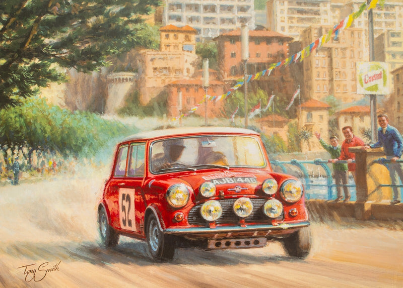TONY SMITH, 'SECOND MINI MONTE', LIMITED EDITION CLASSIC CAR RALLY PRINT 23/495