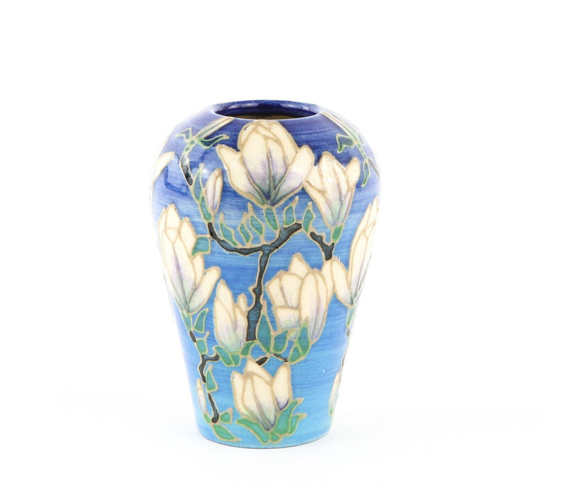 SALLY TUFFIN for DENNIS CHINAWORKS - WHITE MAGNOLIA TUBELINED OVOID VASE