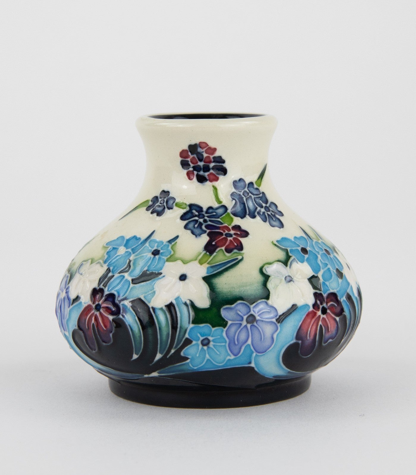 MOORCROFT フラワーベース 2003年 限定223/250 Moorcroft Pottery - 2004 Floral Flower Squat Vase — PM Antiques