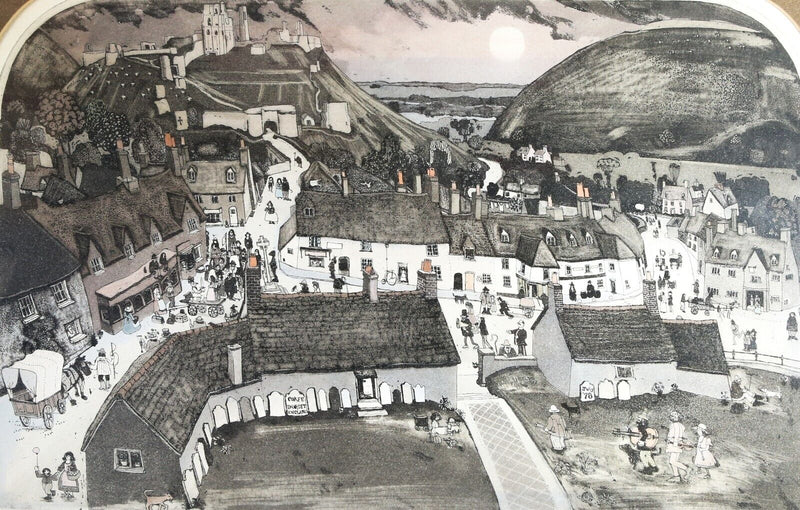 GRAHAM CLARKE, 'CORFE CASTLE', LIMITED EDITION ETCHING PRINT 224/250, SIGNED
