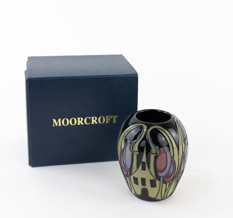 MOORCROFT POTTERY 'HAMLET' PATTERN OVOID VASE, BOXED