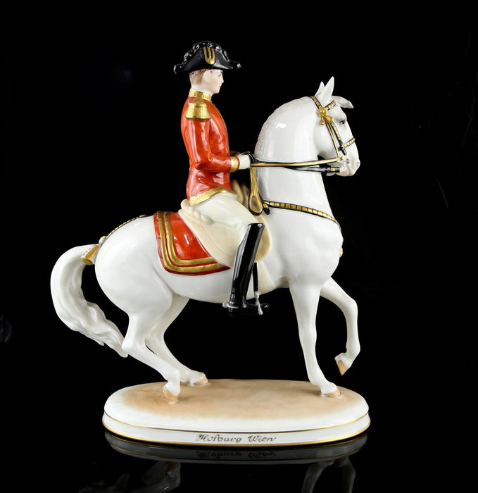 AUGARTEN VIENNA 'PIROUETTE SPANISCHE REITSCHULE' LIPIZZANER HORSE RIDER FIGURE