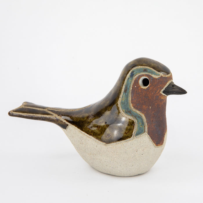 ROSEMARY WREN, OXSHOTT POTTERY - ROBIN, 1984 STUDIO ART BIRD FIGURE MODEL