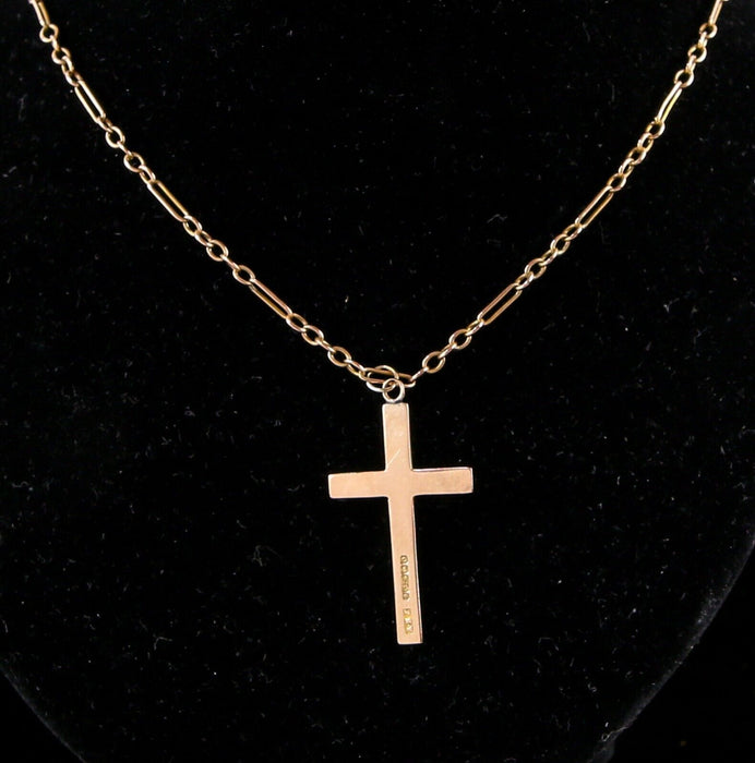 9ct YELLOW GOLD CROSS PENDANT on 9ct GOLD CHAIN, 6.6g, HALLMARKED, 48cm