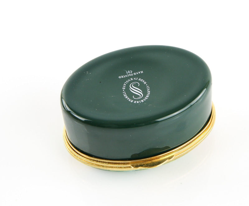 STAFFORDSHIRE FISHING NATURE SCENE ENAMEL TRINKET PILL JEWELLERY BOX