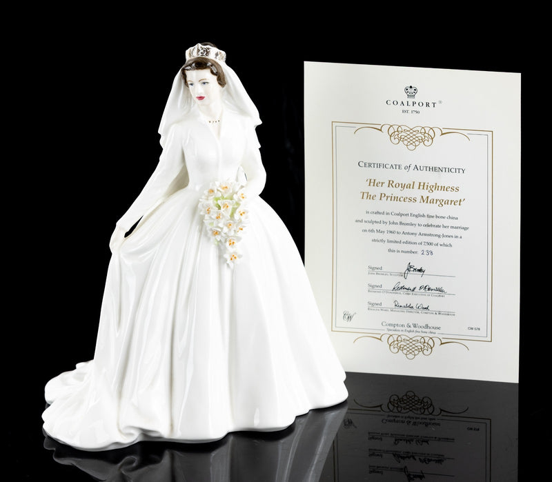 COALPORT 'HRH PRINCESS MARGARET' LIMITED EDITION ROYAL BRIDES FIGURE MODEL & COA