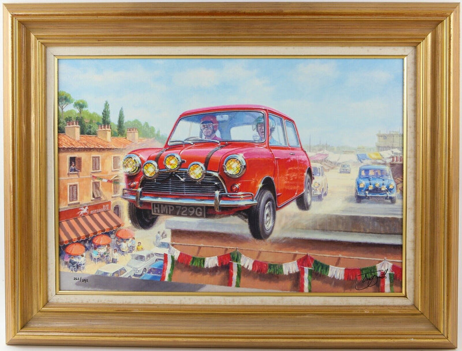 TONY SMITH 'GOING FOR GOLD' ITALIAN JOB CLASSIC MINI COOPERS PRINT 262/295 & COA