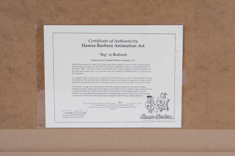 WARNER BROS 'BIG IN BEDROCK' HANNA & BARBERA SIGNED FLINTSTONES CEL ART 311/500