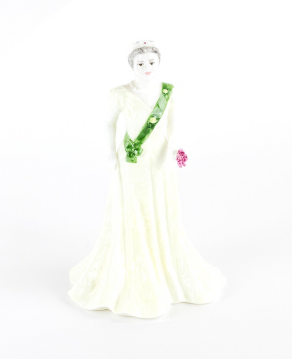 COALPORT - HM QUEEN ELIZABETH THE QUEEN MOTHER IN LIME GREEN DRESS FIGURE