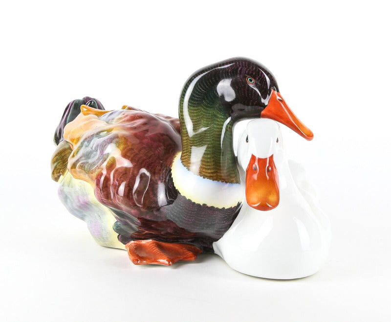 HEREND 'PAIR OF NESTLING DUCKS' LARGE MALLARD BIRD GROUP FIGURE MODEL