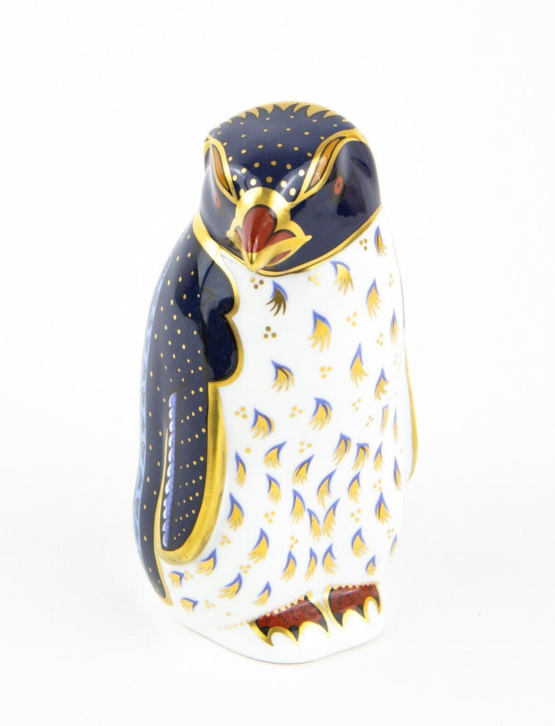 ROYAL CROWN DERBY ’ROCKHOPPER PENGUIN' PAPERWEIGHT FIGURE MODEL & GOLD STOPPER