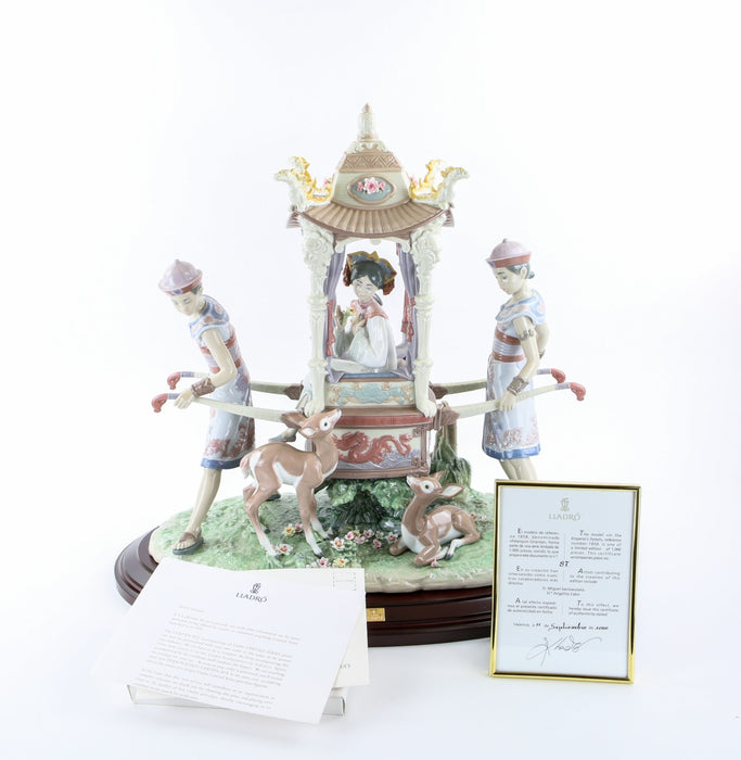 LLADRO 'IN THE EMPEROR'S FOREST' 1858 LARGE ORIENTAL FIGURE 87/1000, BOXED & COA