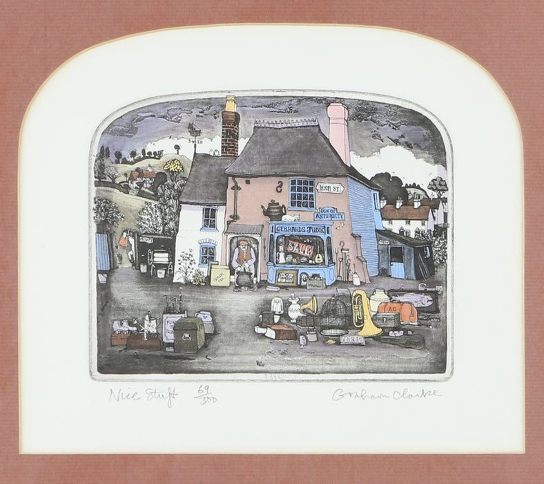 GRAHAM CLARKE, 'NICE STUFF', LIMITED EDITION COLOUR ETCHING PRINT 69/300, SIGNED