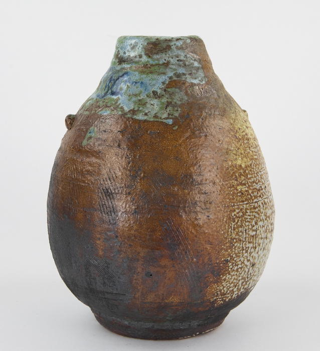 DENISE WREN, OXSHOTT POTTERY - STUDIO ART OVOID SGRAFFITO VASE, SIGNED