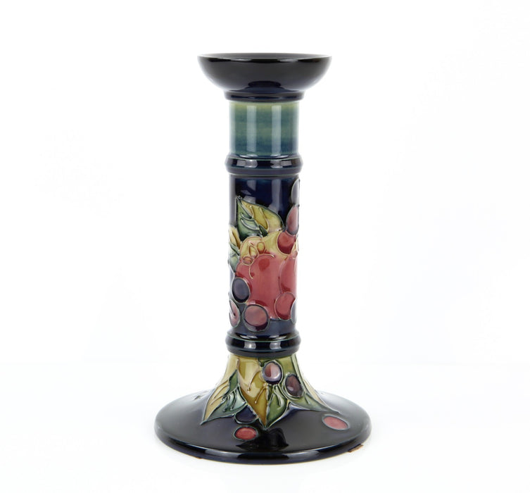 MOORCROFT POTTERY 'FINCH AND BERRIES' 1998 ANJI DAVENPORT LARGE CANDLE STICK