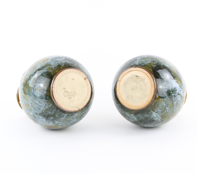 PAIR OF ROYAL DOULTON ART NOUVEAU FLORAL STONEWARE BALUSTER VASES