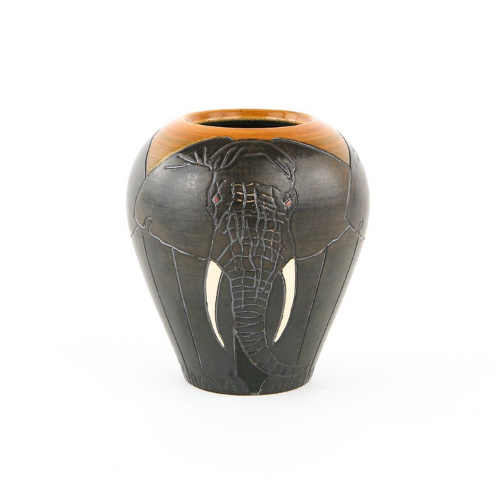 SALLY TUFFIN FOR DENNIS CHINAWORKS - ELEPHANT AFRICAN OVOID TUBELINED VASE