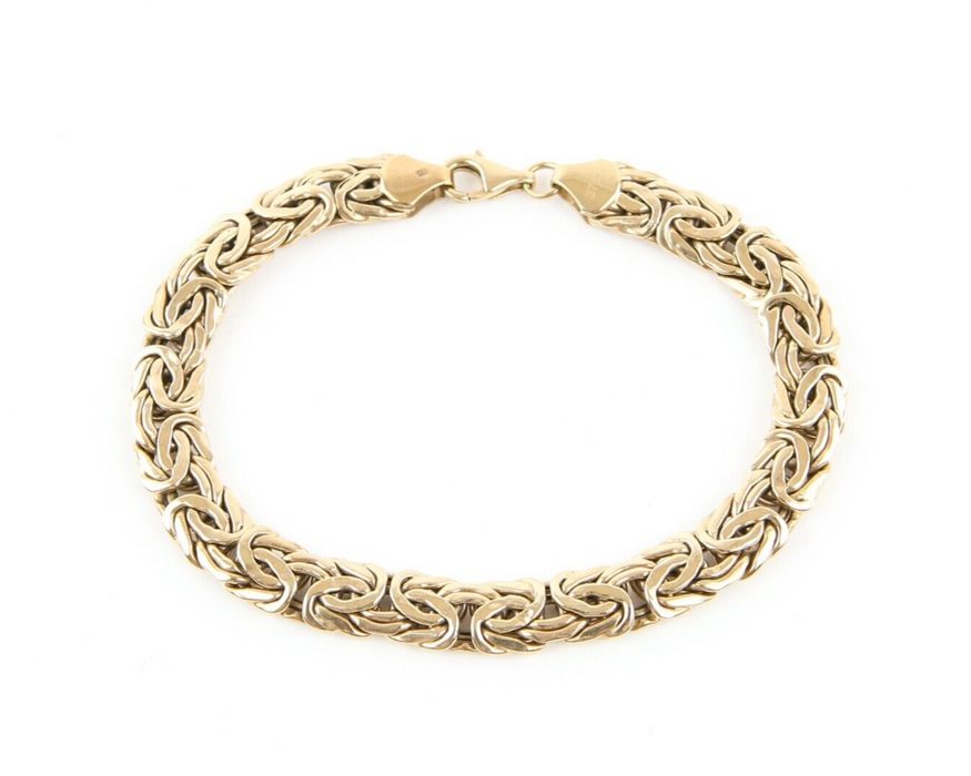 9ct YELLOW GOLD SNAIL CHAIN STYLE BRACELET, 10g, HALLMARKED, 19cm LENGTH