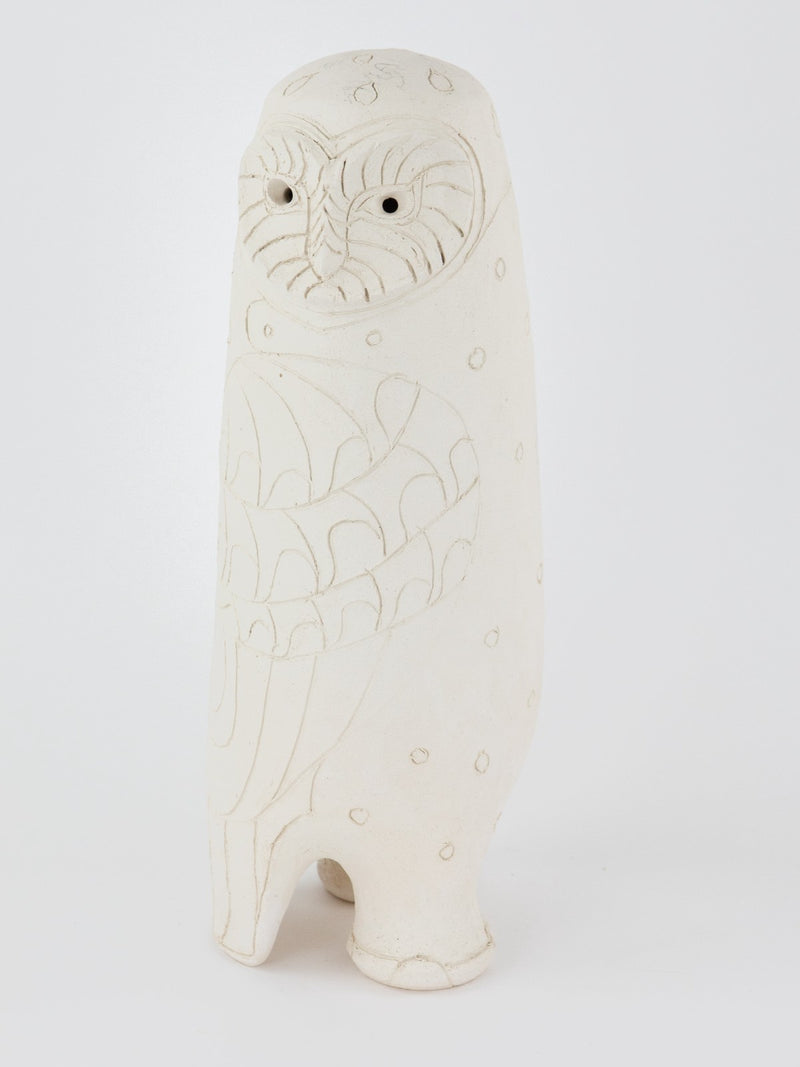 ROSEMARY WREN, OXSHOTT POTTERY - OWL, LARGE UNGLAZED FIGURE MODEL, SIGNED