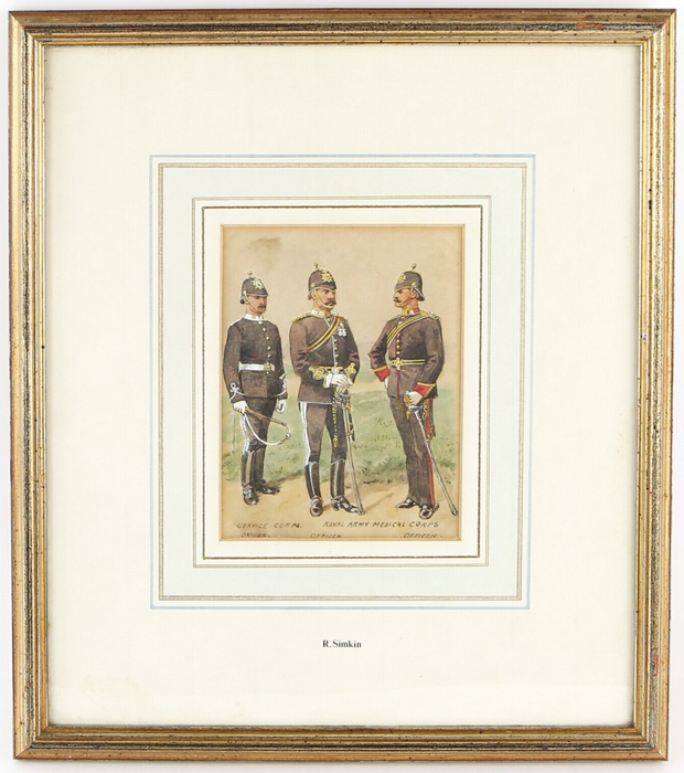 RICHARD SIMKIN SERVICE & ROYAL ARMY MEDICAL CORPS MILITARY WATERCOLOUR PAINTING