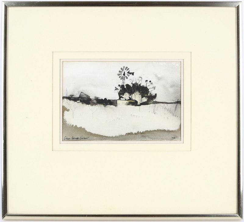 JOHN KNAPP FISHER - WINDPUMP, KAROO CAPE, SOUTH AFRICA, 1981 WATERCOLOUR, SIGNED