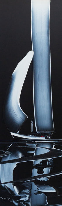 DUNCAN MACGREGOR 'SAILING THROUGH THE NIGHT I' BOAT ACRYLIC PAINTING, SIGNED