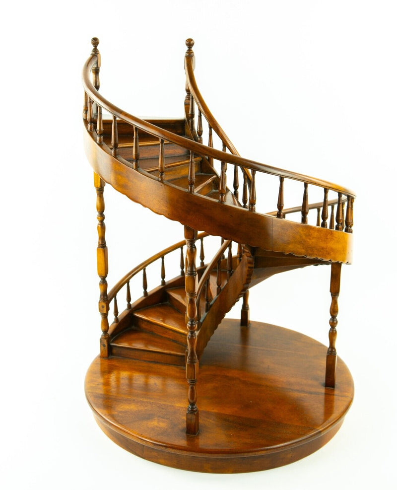 THEODORE ALEXANDER, VARNISHED HARDWOOD SPIRAL STAIRCASE SCALE MODEL DISPLAY 61cm