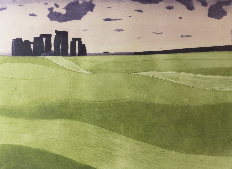 JOHN BRUNSDON 'STONEHENGE' LIMITED EDITION ETCHING AQUATINT PRINT 14/100, SIGNED