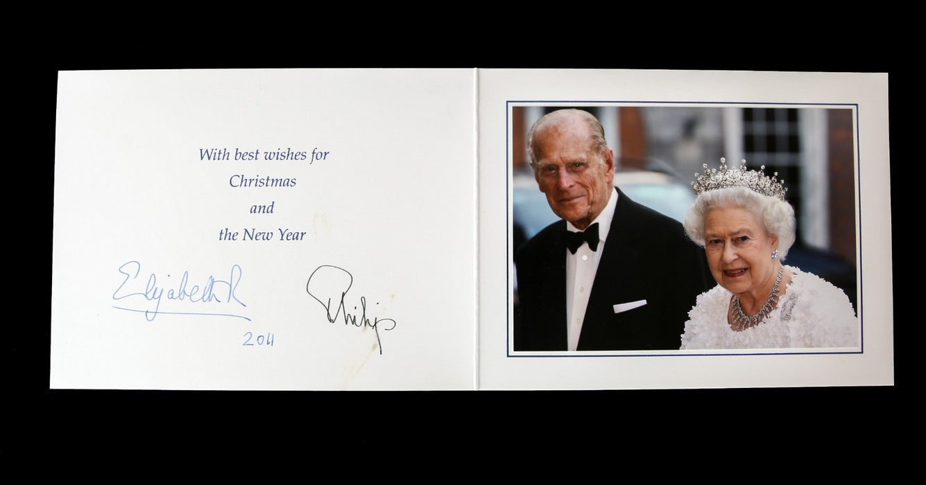 HM QUEEN ELIZABETH II & PRINCE PHILIP SIGNED AUTOGRAPHED 2011 ROYAL CHRISTMAS CARD