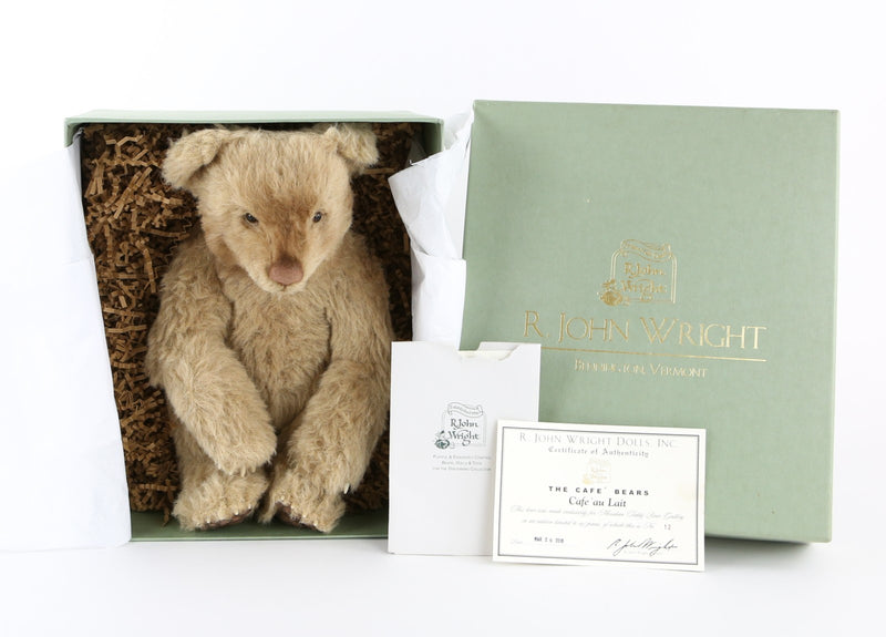 R JOHN WRIGHT - 'CAFÉ AU LAIT' LIMITED EDITION TEDDY BEAR 12/125, BOXED & COA