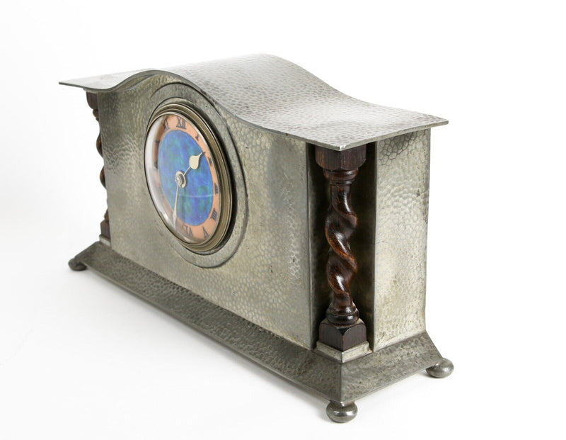LIBERTY & Co. - TUDRIC PEWTER MANTEL CLOCK TIMEPIECE ENAMEL DIAL No. 01126B