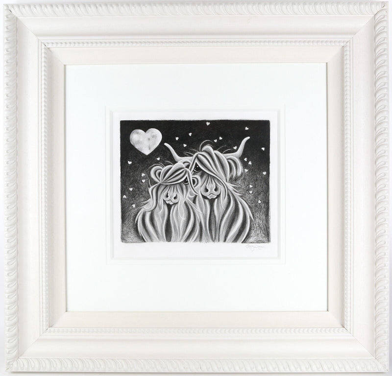JENNIFER HOGWOOD, 'LOVE UNDER THE MOO-N LIGHT', ORIGINAL CHARCOAL DRAWING SIGNED