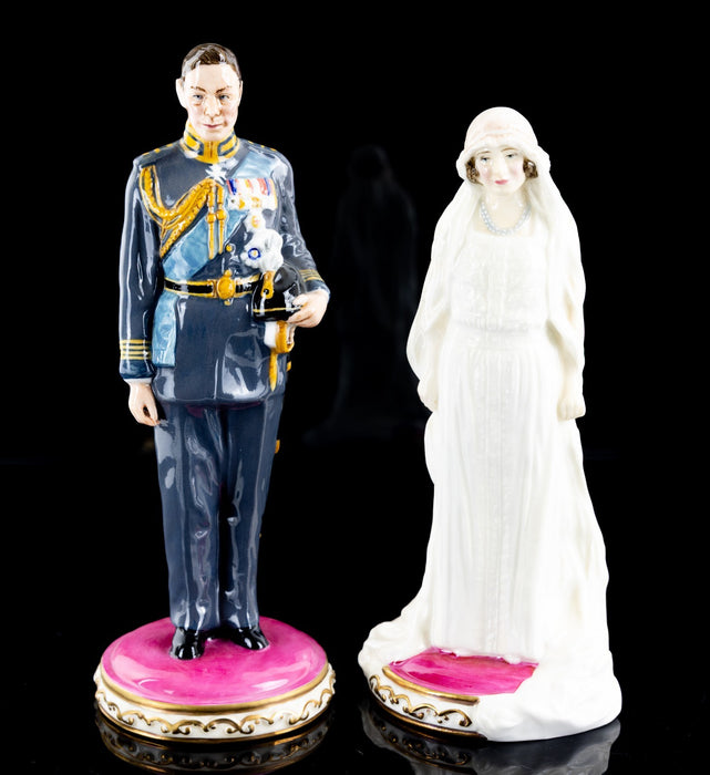 ROYAL DOULTON - FUTURE KING GEORGE VI HN4420 & QUEEN ELIZABETH HN4421 FIGURES