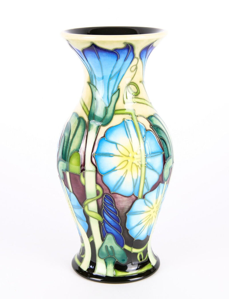 MOORCROFT POTTERY 'ENTWINED' 2007 EMMA BOSSONS BLUE FLORAL FLOWER BALUSTER VASE
