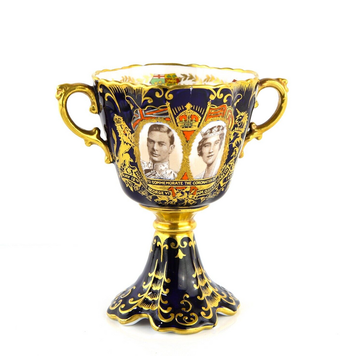 AYNSLEY - KING GEORGE VI & QUEEN ELIZABETH CORONATION ROYAL GOBLET TROPHY VASE