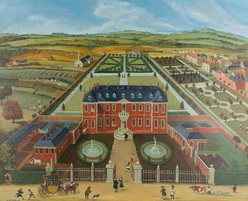 MARGARET LOXTON, 'BURLINGTON HOUSE, MAYFAIR c.1700', LARGE OIL PAINTING, SIGNED