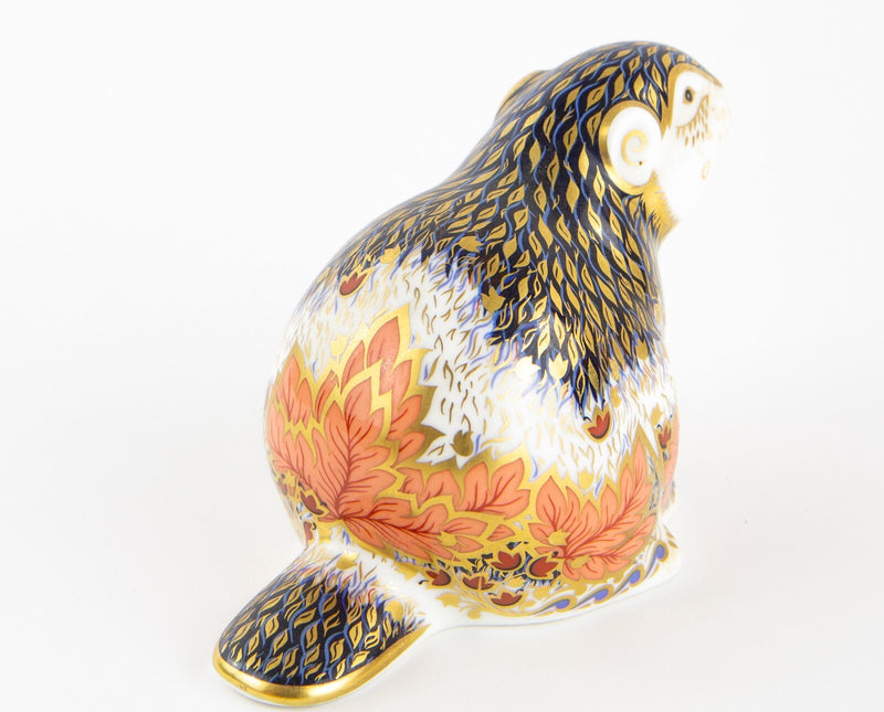 ROYAL CROWN DERBY ’RIVERBANK BEAVER' PAPERWEIGHT FIGURE 832/5000 & GOLD STOPPER