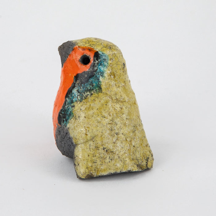 ROSEMARY WREN, OXSHOTT POTTERY - ROBIN, STUDIO ART RAKU BIRD FIGURE MODEL