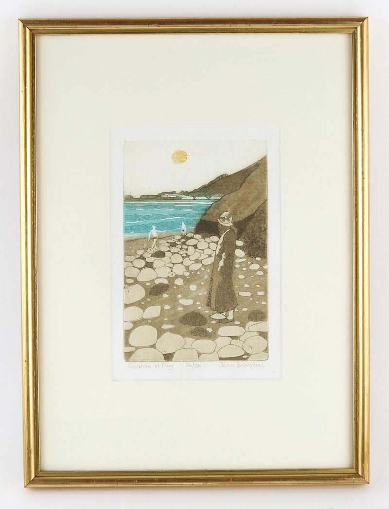 JOHN BRUNSDON 'CHILDREN AT PLAY' LIMITED EDITION ETCHING PRINT 36/150, SIGNED