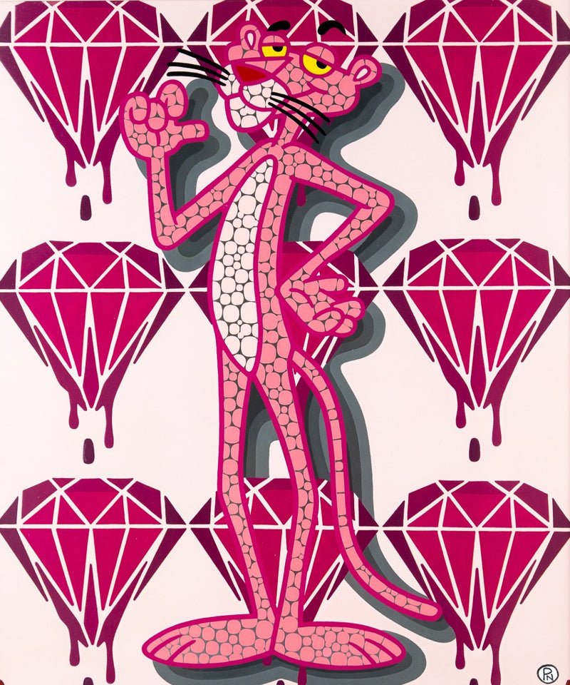 PAUL NORMANSELL, 'THE PINK PANTHER', ORIGINAL PAINTING ON ALUMINIUM, SIGNED
