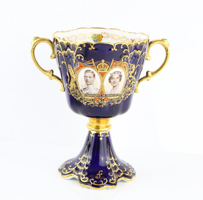 AYNSLEY - KING GEORGE VI & QUEEN ELIZABETH CORONATION LARGE GOBLET TROPHY VASE