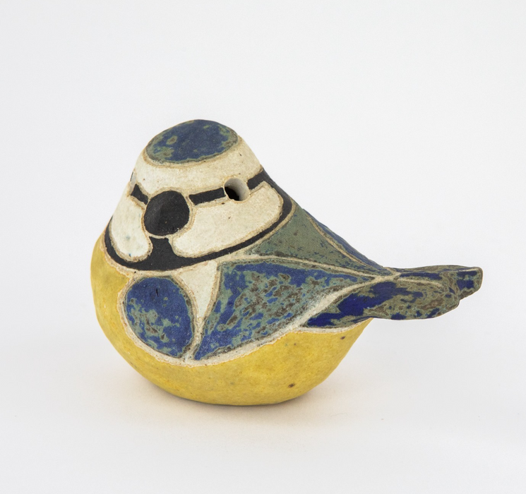 ROSEMARY WREN, OXSHOTT POTTERY - BLUE TIT, STUDIO ART BIRD FIGURE MODEL, SIGNED