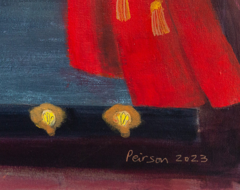 BARBARA PEIRSON, 'SWEEPING THE STAGE FOR RICHARD', 2023, OIL PAINTING, SIGNED