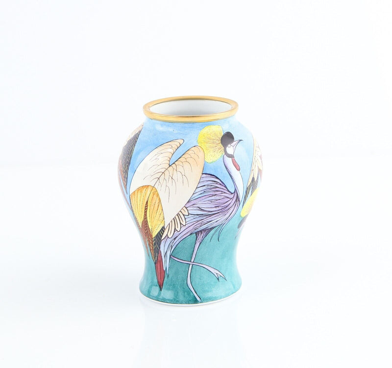 MOORCROFT ENAMELS 'TURU' MINIATURE COLOURFUL BALUSTER VASE, BOXED