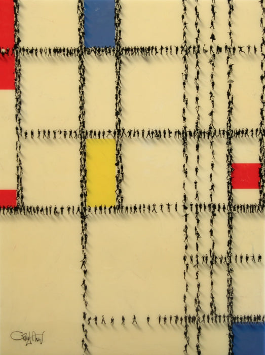 CRAIG ALAN, 'GRIDLOCK IV', LARGE ORIGINAL MIXED MEDIA, SIGNED