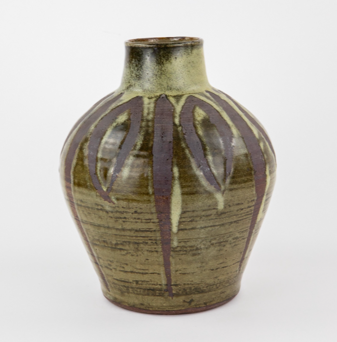 ROSEMARY WREN, OXSHOTT POTTERY - STUDIO ART STONEWARE BALUSTER VASE, SIGNED