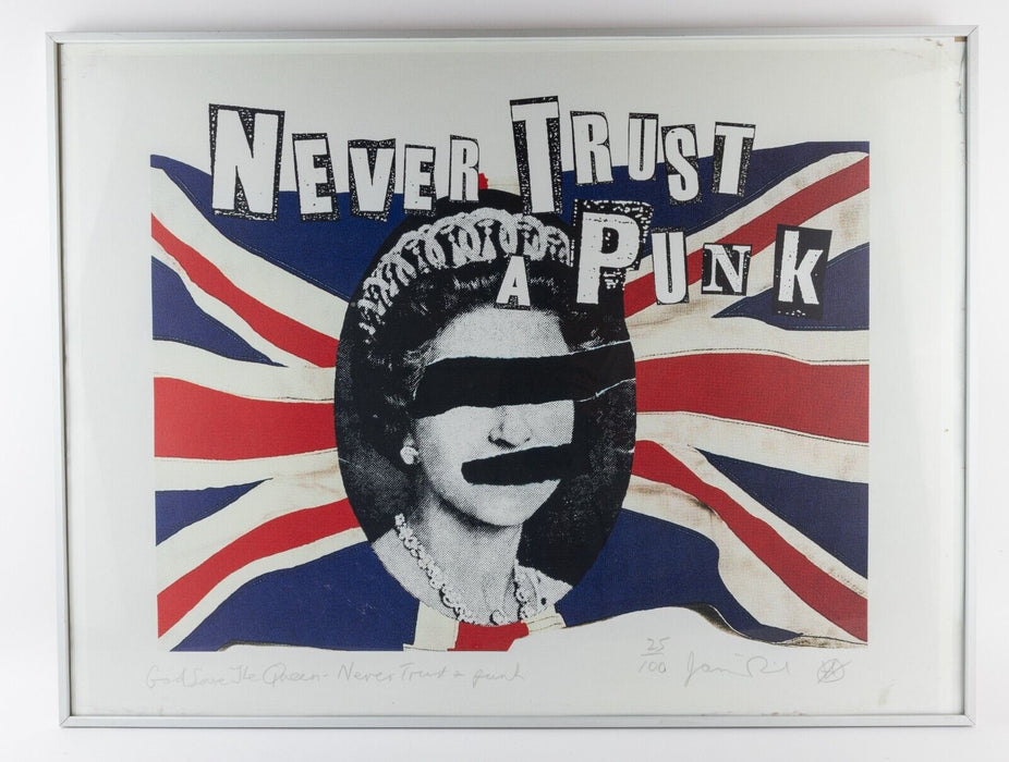 JAMIE REID, 'GOD SAVE THE QUEEN - NEVER TRUST A PUNK', SEX PISTOLS PRINT 25/100