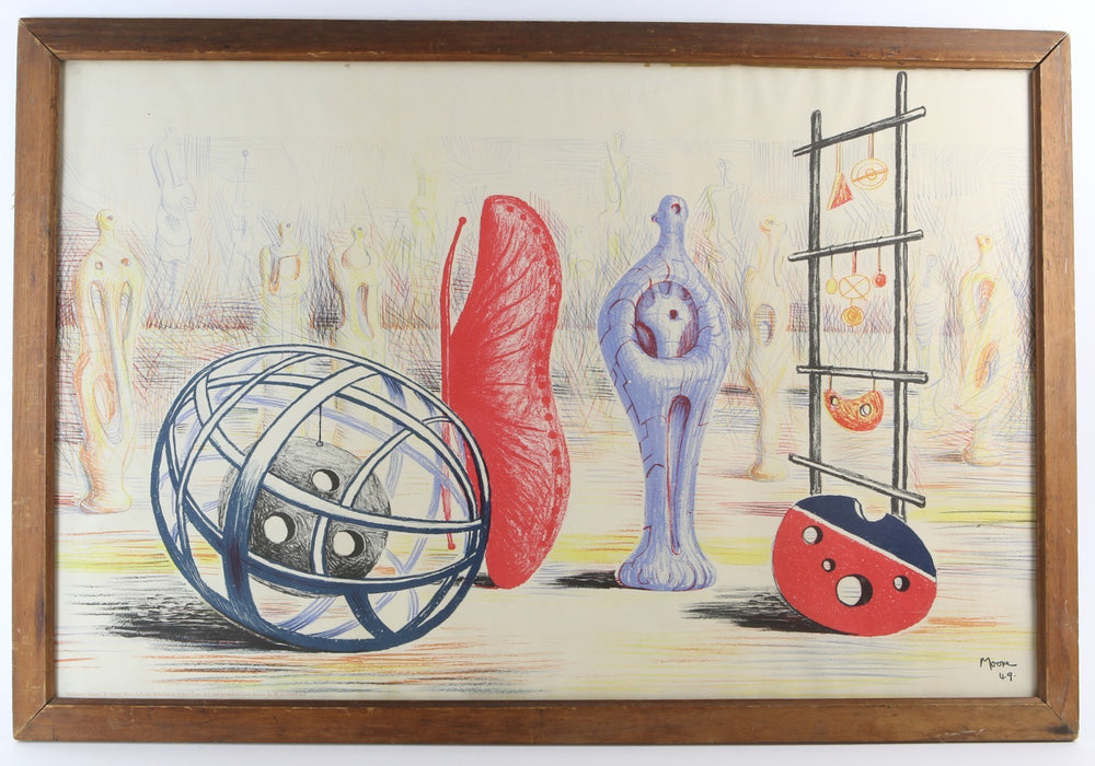 HENRY MOORE, 'SCULPTURAL OBJECTS', 1949 SCHOOL PRINTS COLOUR LITHOGRAPH