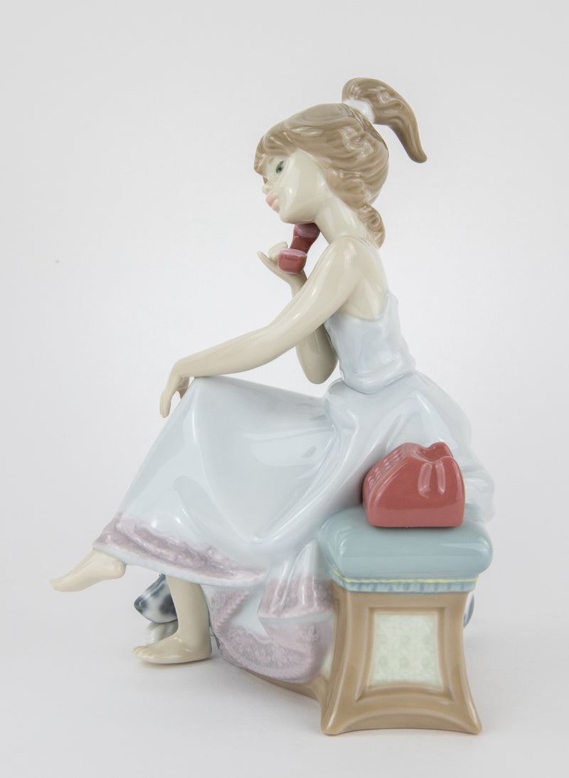 LLADRO 'CHIT CHAT' GIRL DALMATIAN DOG PHONE FIGURE MODEL 5466, BOXED